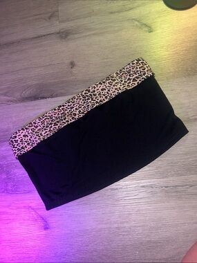 Leopard print fold over cute summer tube top